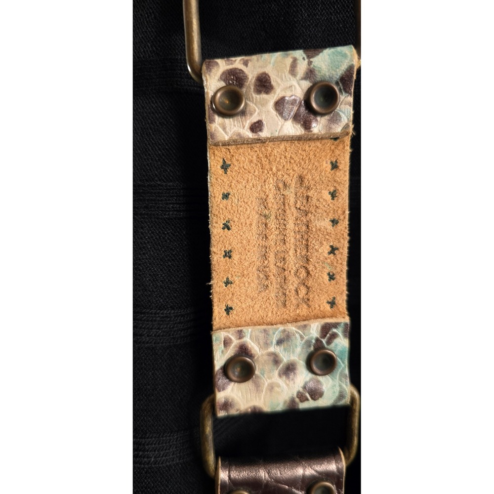 Leatherock USA Mixed Leather Studded Link Belt Blue Teal Bronze Boho M35 3941 - Picture 7 of 7